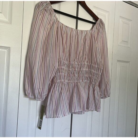 NWT Gianni Bini Alice Top White Stripe Size Large - Picture 4 of 7